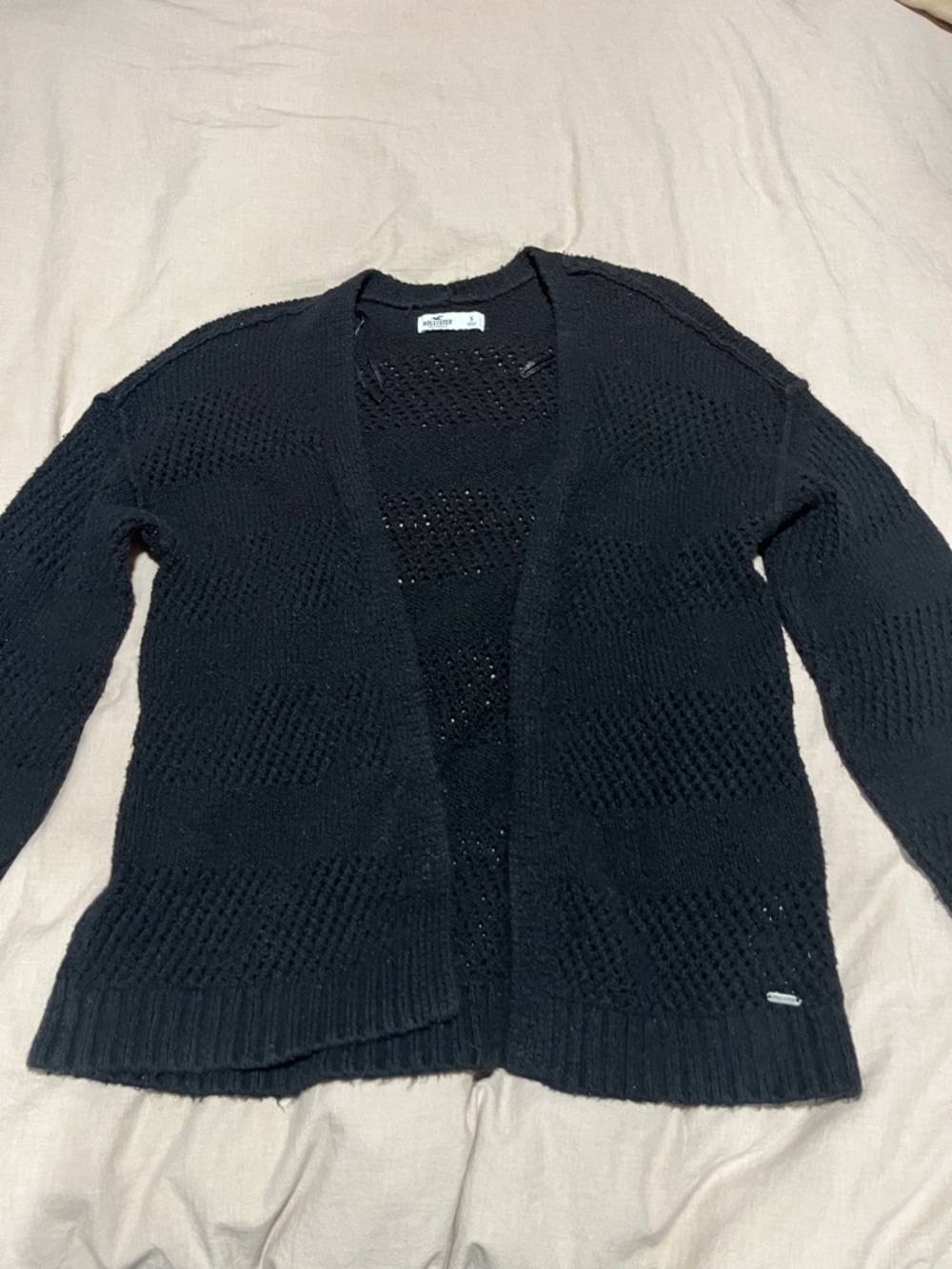 Hollister Black Open-Front Knit Cardigan